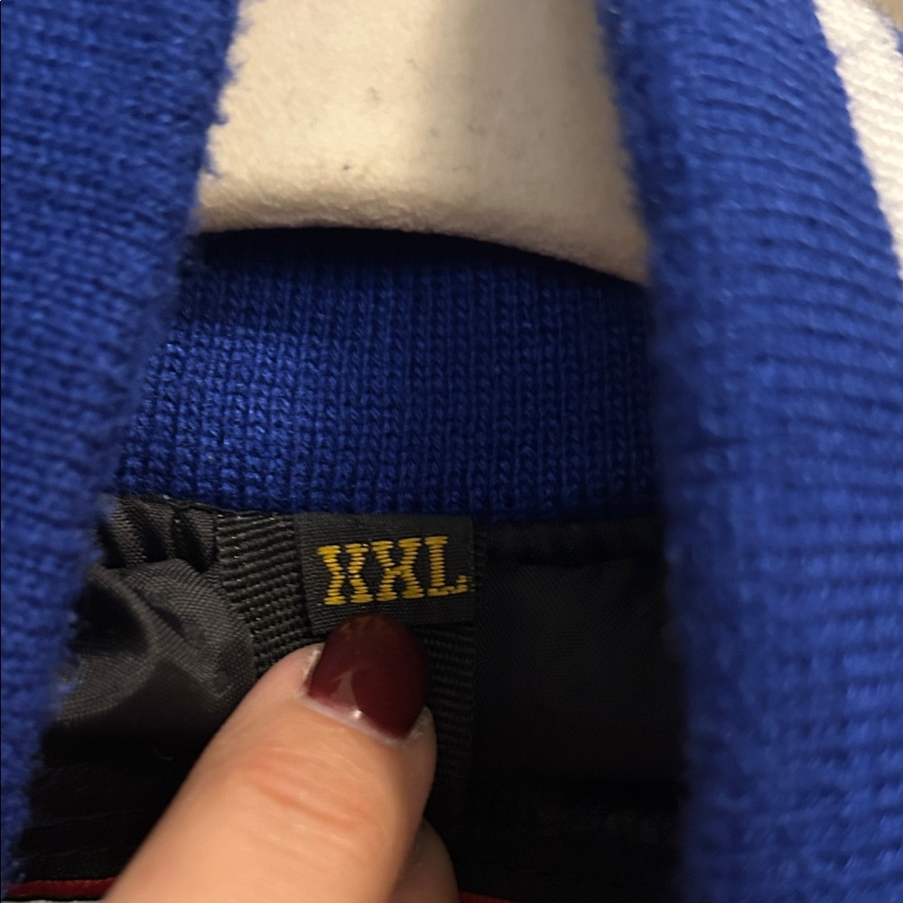 Stylish Blue and White Varsity Jacket - Picture 3 of 11